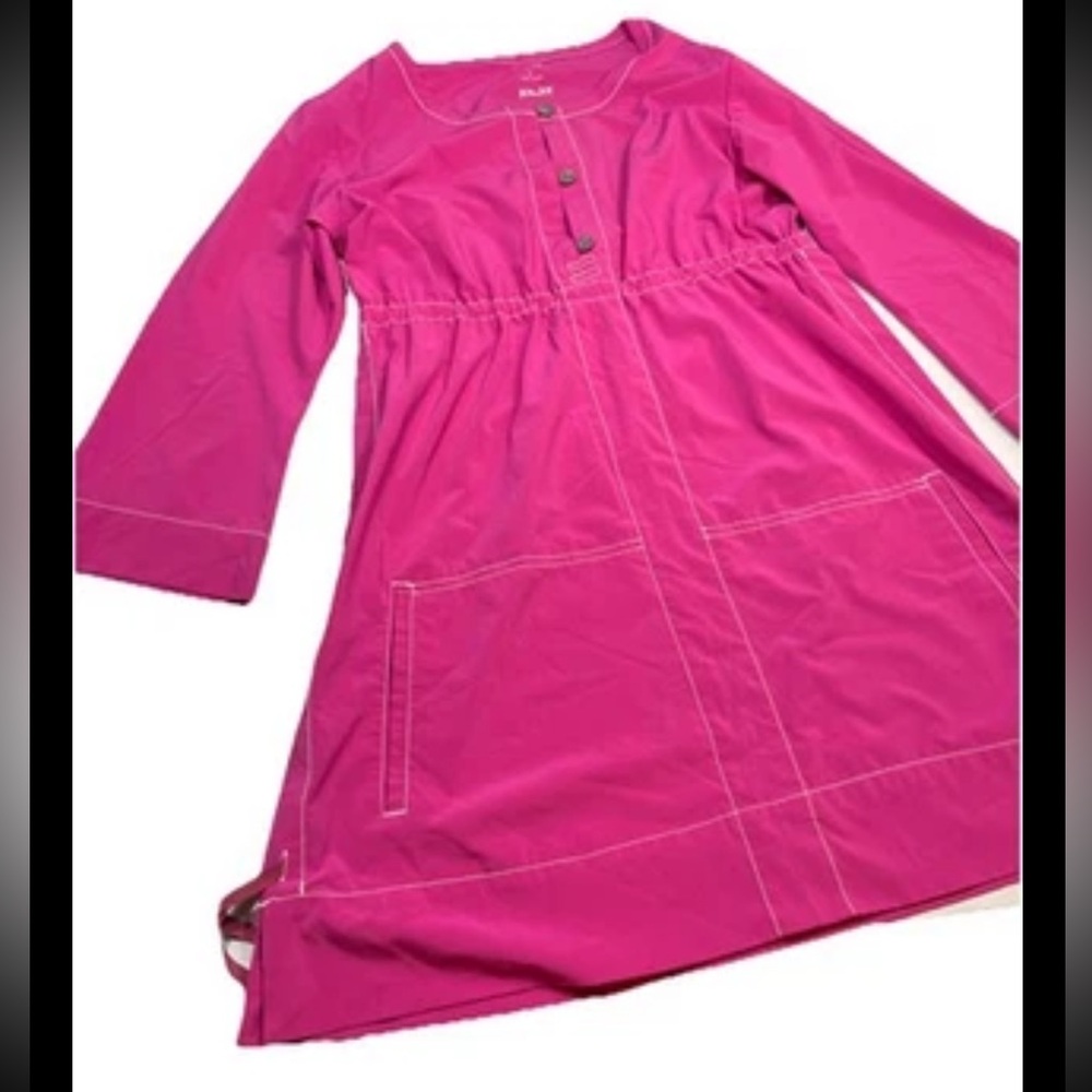 Title Nine Women's Dress Lg Pink Long Sleeve Hiking Camping Pockets Round Neck L